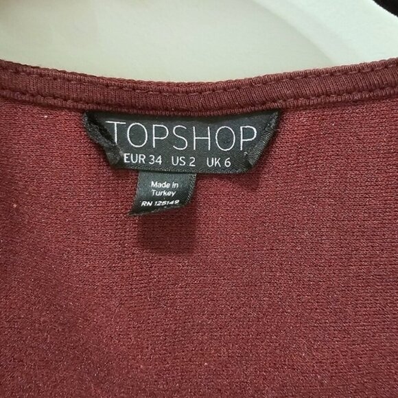 Topshop Burgundy & Red Crop Top 2 - Picture 4 of 6